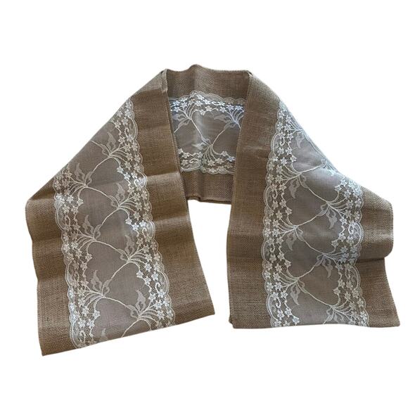 Burlap & Lace 108” Table Runner - Picture 5 of 5